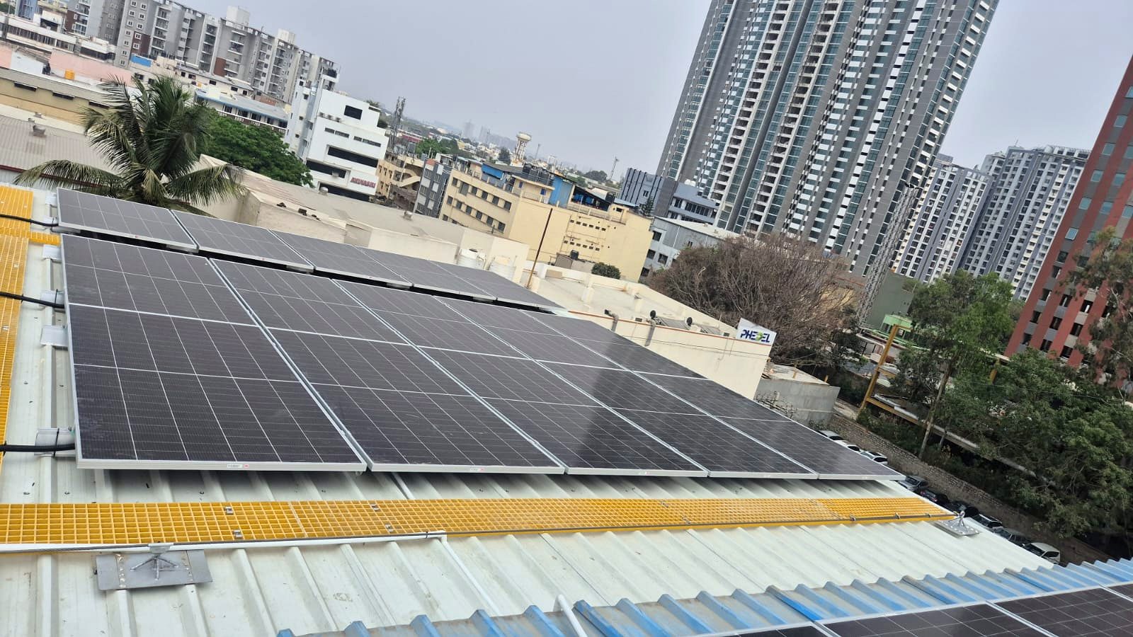 Industrial shed roof solar array in Bangalore